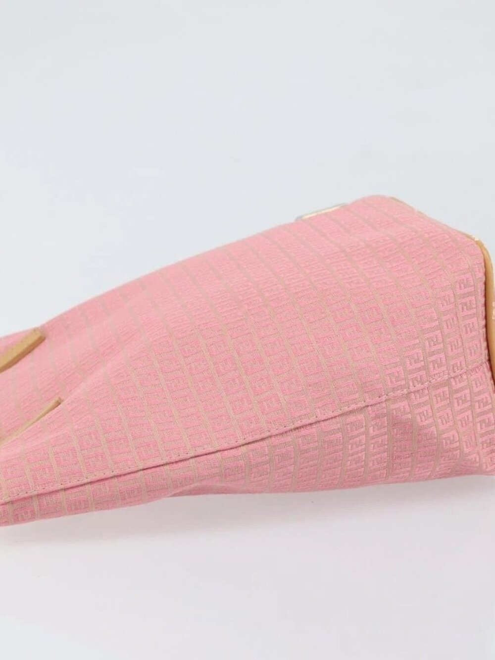 FENDI Zucchino Canvas Tote Bag Pink Silver - Picture 7 of 16